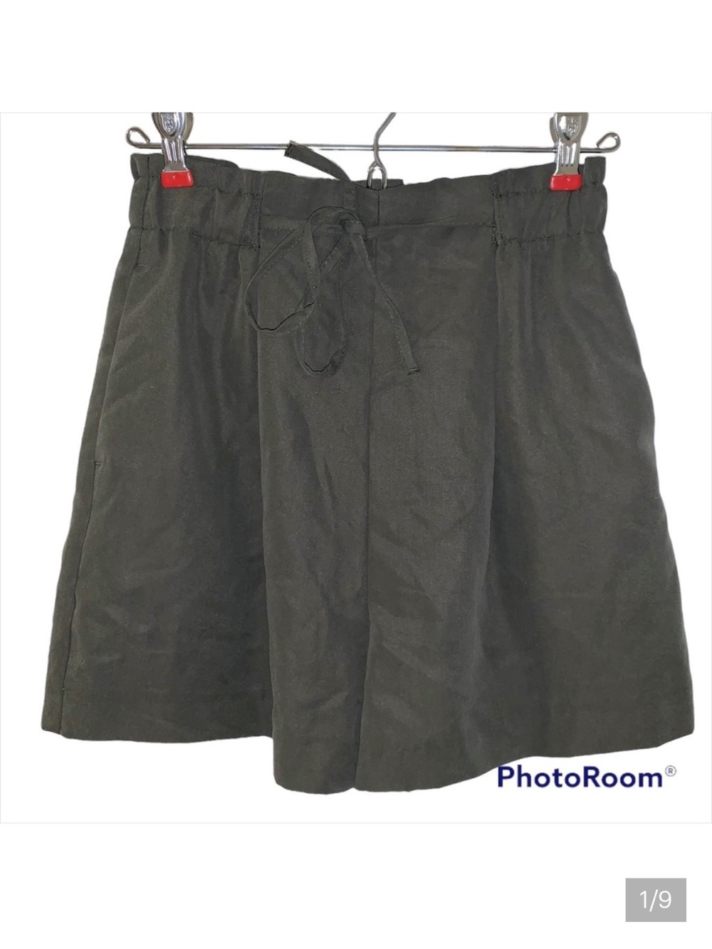 NWT Zara Olive Green Paper Bag Pull On Wide Leg Shorts - Size XS